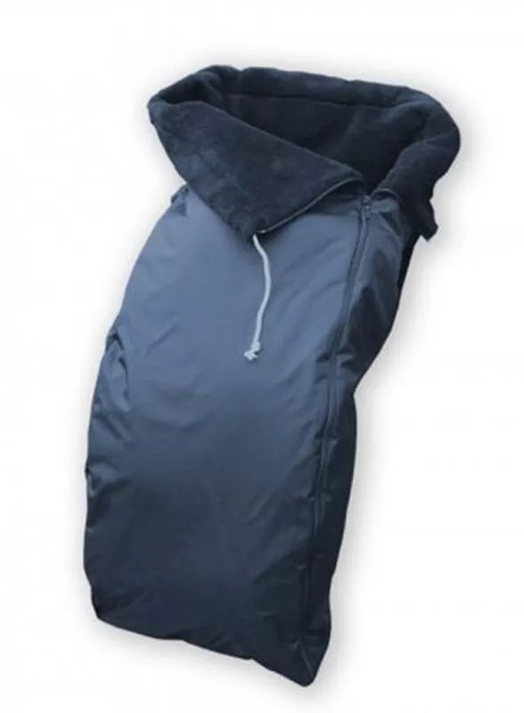 Winterschlupfsack marine mit Webpelz – U-förmiger Reißverschluss für Rollstuhl