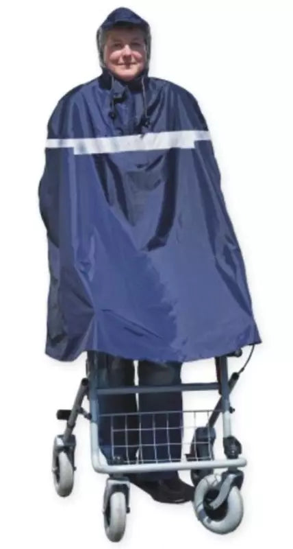 Regenponcho für Rollator – wetterfester Rollatorponcho mit Kapuze – Marine