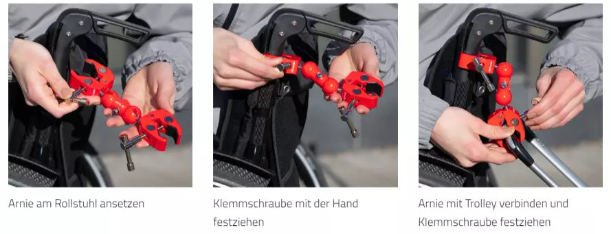 Arnie Anhängerkupplung für Elektrorollstuhl – Koffer und Zubehör sicher mitnehmen