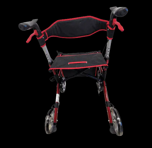 Leichtgewichtrollator Antar Patent AT51039 – 2‑fach faltbar mit extra großen Vorderrädern (Bordeauxrot)