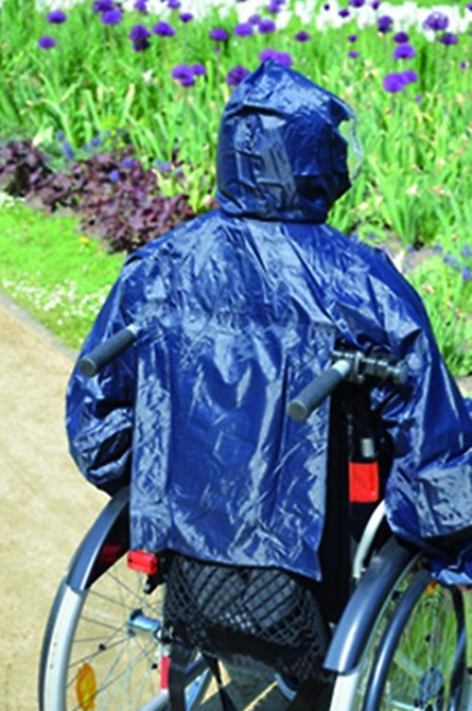 Rainstar STB Rollstuhl Regencape mit Ärmeln und Kapuze mit Sichtfenstern - Regen