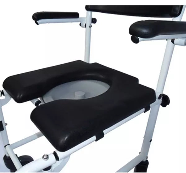 Dusch- und Toilettenrollstuhl Kakadu – fahrbar, bremsbar, klappbare Armlehnen – 5" Rollen
