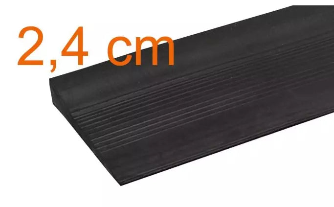 Türschwellenrampe aus Naturkautschuk – Schwarz – 2,4 cm Höhe – für Rollstuhl, Rollator & mehr