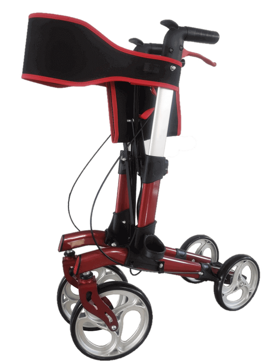Leichtgewichtrollator Antar Patent AT51039 – 2‑fach faltbar mit extra großen Vorderrädern (Bordeauxrot)