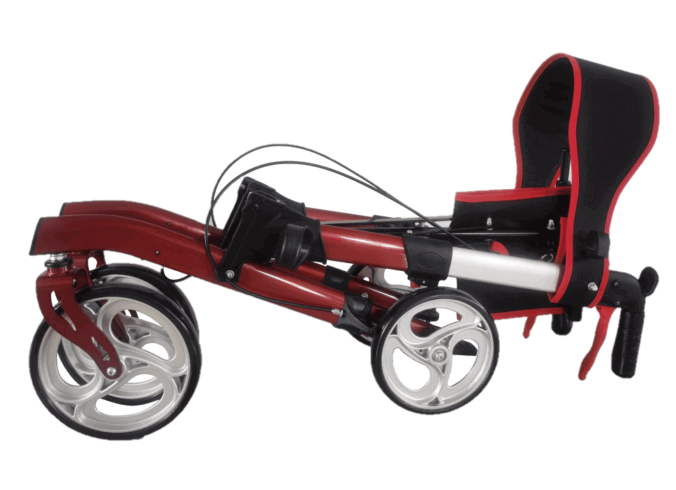 Leichtgewichtrollator Antar Patent AT51039 – 2‑fach faltbar mit extra großen Vorderrädern (Bordeauxrot)