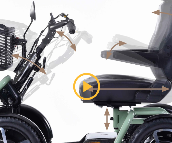 Elektromobil Sterling S800 by Scoozy mit Federung Lithium-Akku Farbdisplay Tempomat 15 km/h Scooter