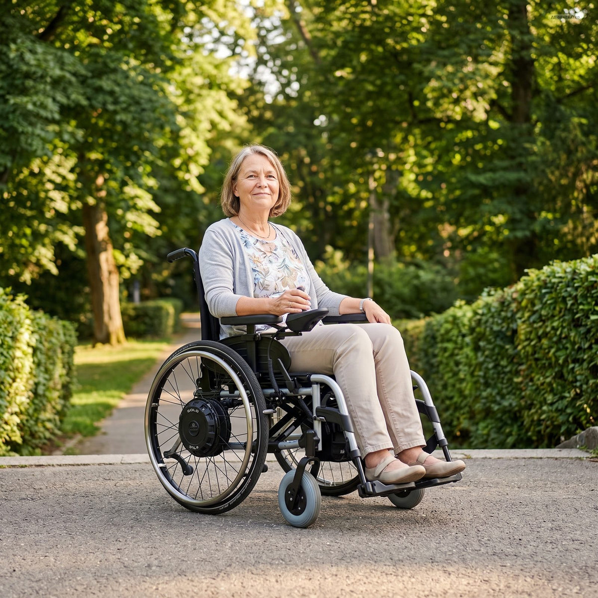 elektrischer Zusatzantrieb SOLO Firma AAT gebraucht mit Rollstuhl Elektro Antrieb elektrisch fahren