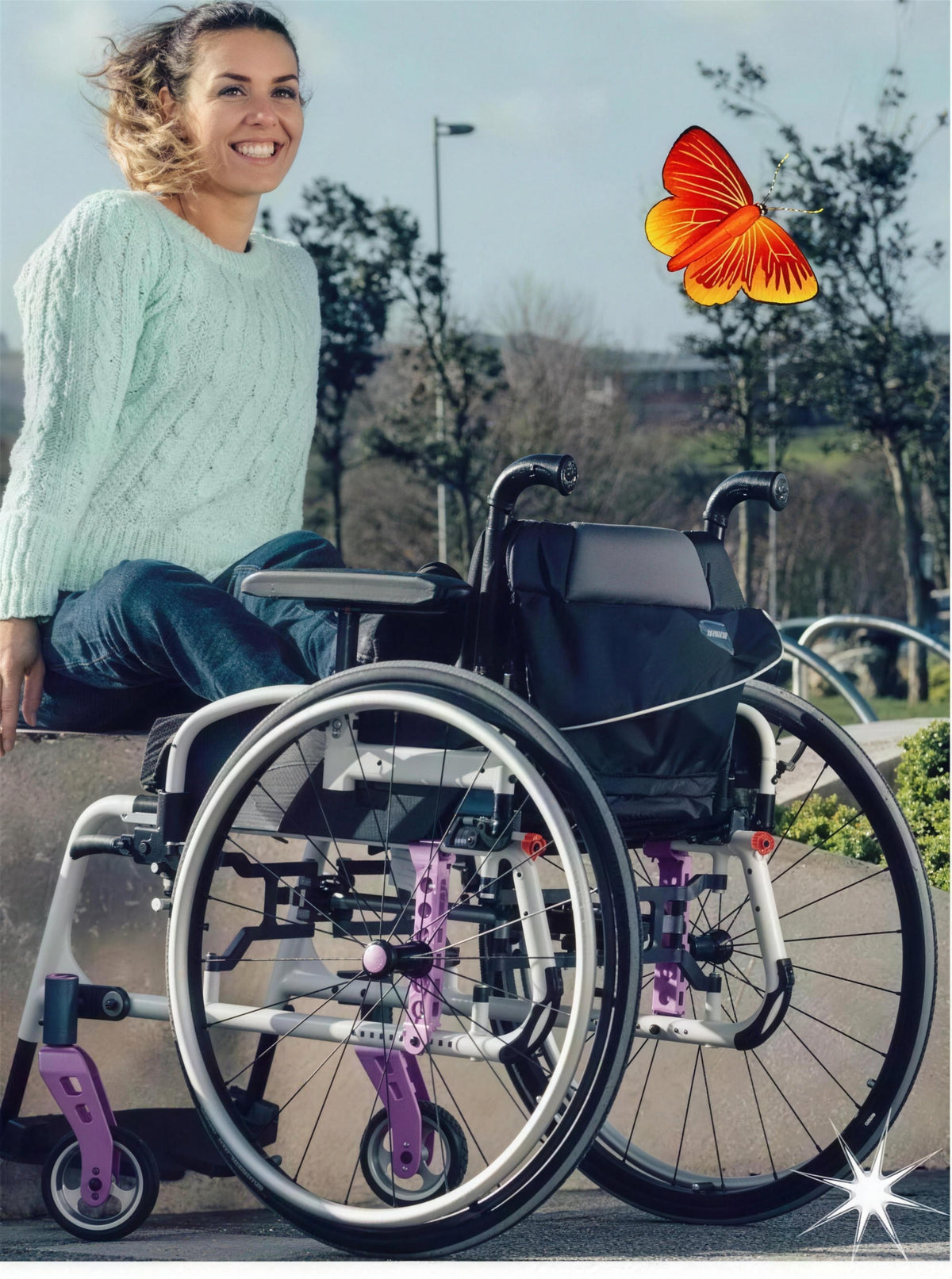 Invacare MyOn HC – leichter, faltbarer Aktivrollstuhl mit H-Faltmechanismus