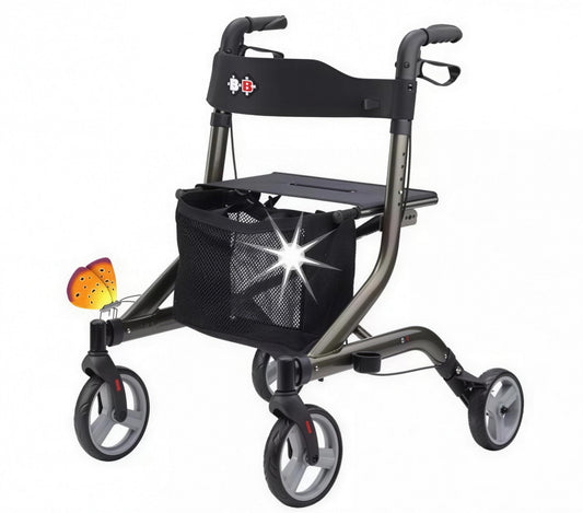 Leichtgewichtrollator Capero faltbar, Tasche, Gehhilfenhalter, Rückengurt