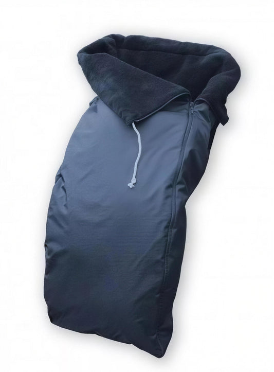 Winterschlupfsack marine mit Webpelz – U-förmiger Reißverschluss für Rollstuhl